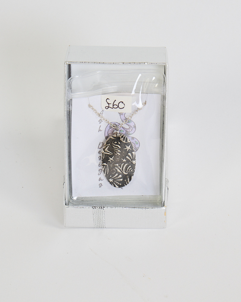 Fine Silver Sea Life Oval Pendant Necklace by Ash Designs