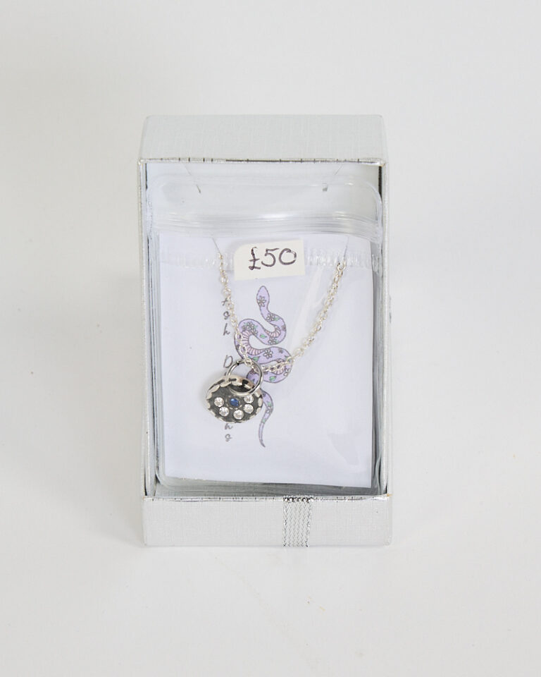 Fine Silver Pendant Necklace with Blue & Clear Stones by Ash Designs