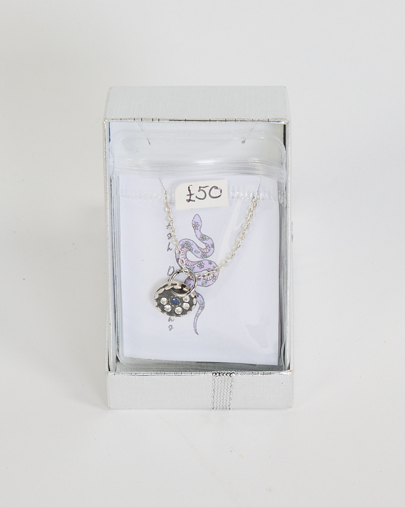Fine Silver Pendant Necklace with Blue & Clear Stones by Ash Designs
