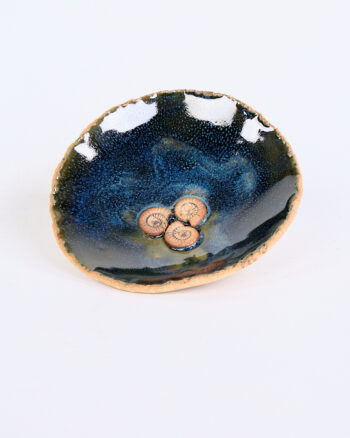 Handmade Medium Ceramic Dish with Blue Green Glaze