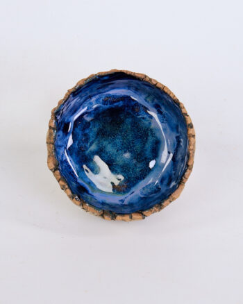 Handmade Small Textured Ceramic Bowl with Deep Blue Glaze