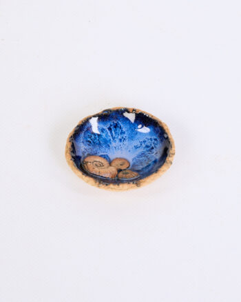 Dinky Ceramic Dish with Blue Glaze & Shell Inlay