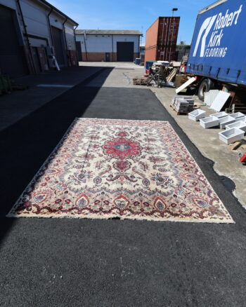Antique Iranian Hand-Woven Wool Carpet with Floral Medallion Design – TRA05