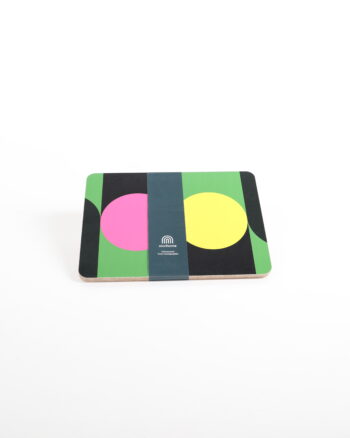 Set of Two Geometric Placemats with Pink and Yellow Circles