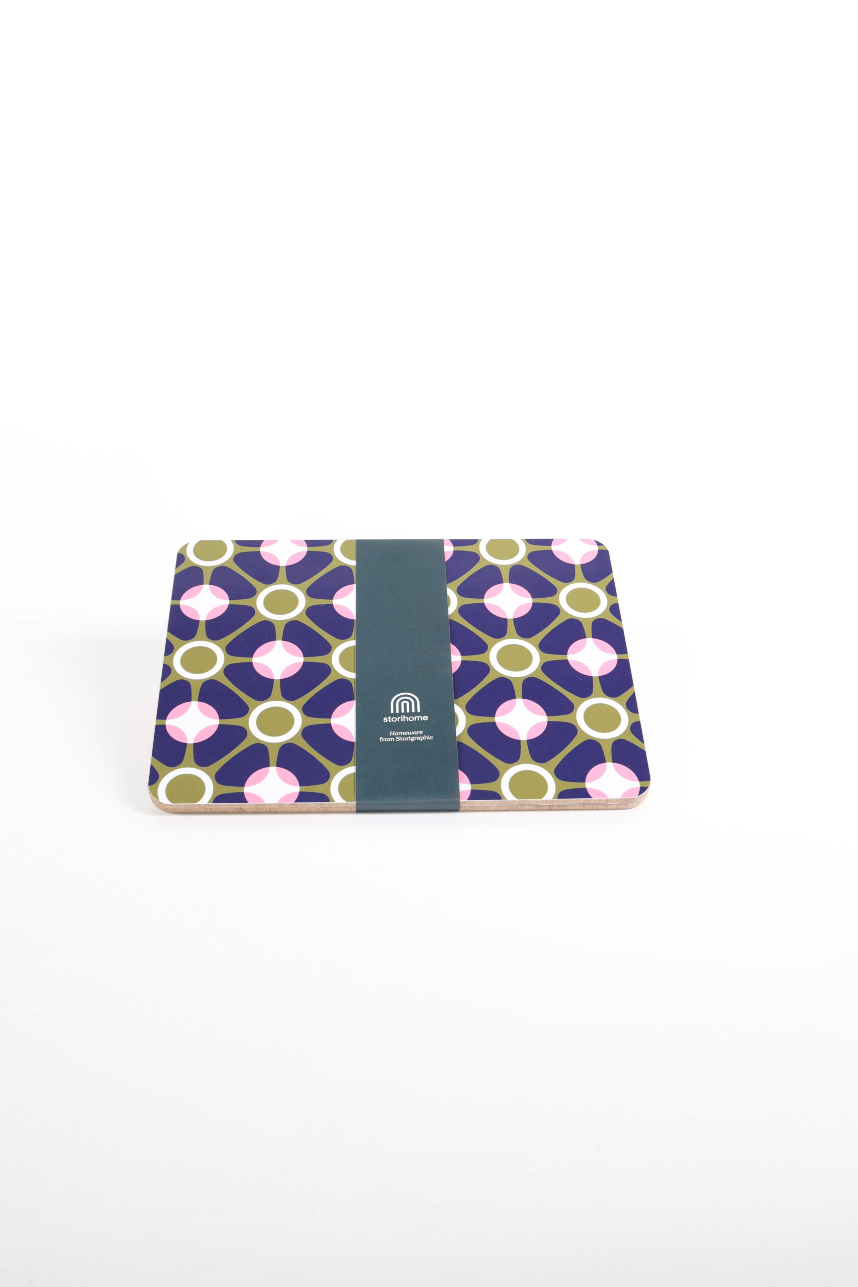 Set of Two Geometric Wood Placemats