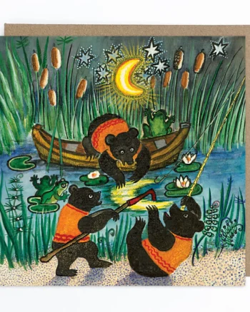 Little Bears Catching the Moon Greeting Card