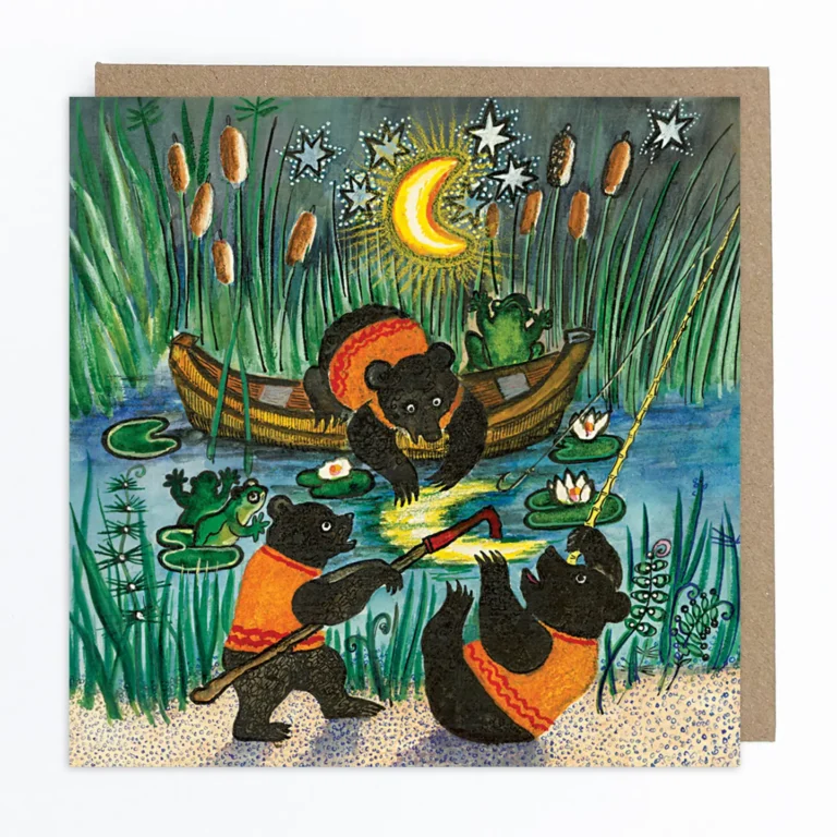Little Bears Catching the Moon Greeting Card