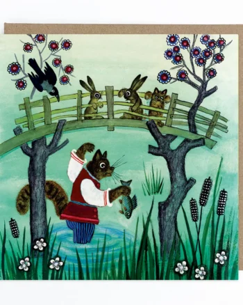 Tom Cat Caught A Fish Greeting Card