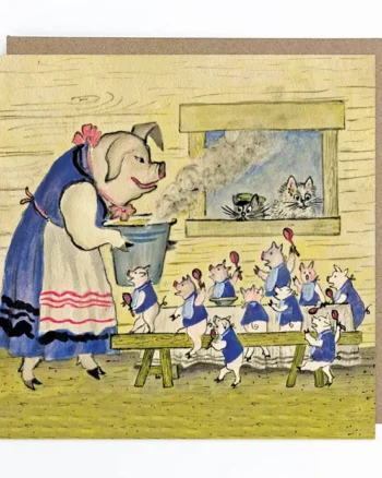 Hungry Piglets Family Greeting Card