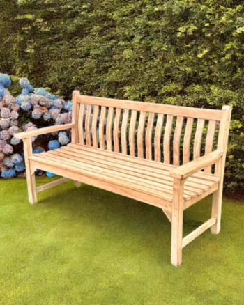 Teak Wood Wave Back 3 Seater Garden Bench
