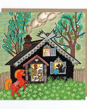 Farm Animals in A Cabin Greeting Card