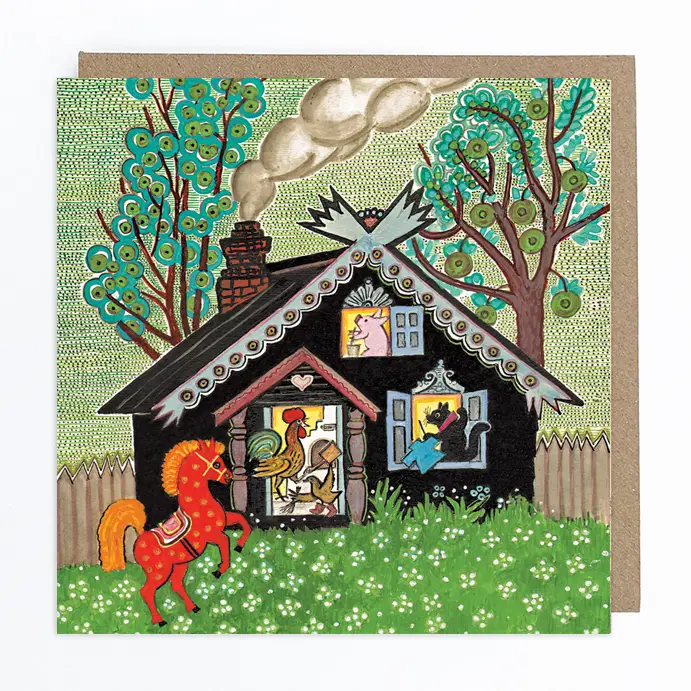 Farm Animals in A Cabin Greeting Card