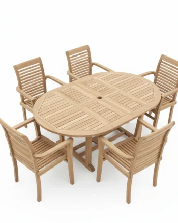 Teak Wood Outdoor Dining Set with 6 Chairs
