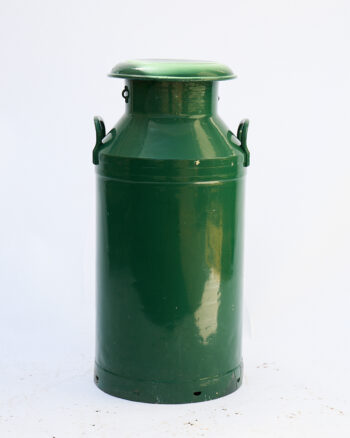 Vintage Green Enamel Metal Milk Churn with Lid