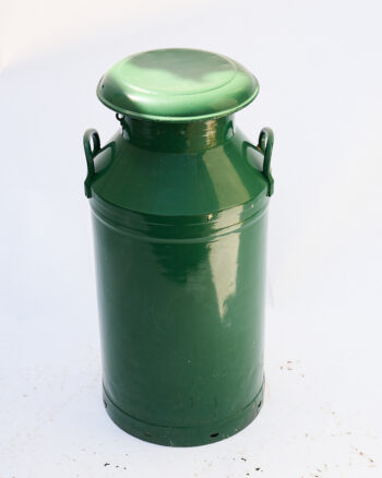 Vintage Green Enamel Metal Milk Churn with Lid