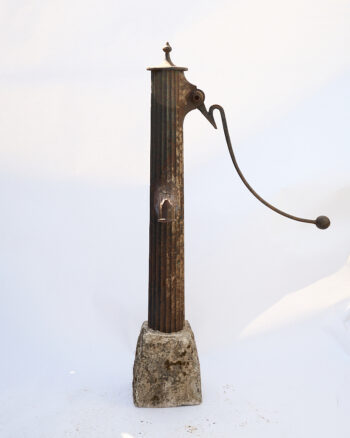 Antique Cast Iron Water Pump with Fluted Column and Stone Base