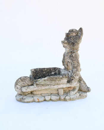 Weathered Concrete Fox & Wheelbarrow Garden Planter