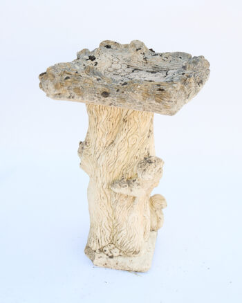 Rustic Stone Bird Bath & Feeder with Squirrels