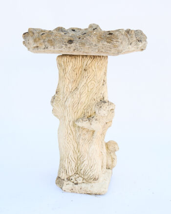 Rustic Stone Bird Bath & Feeder with Squirrels