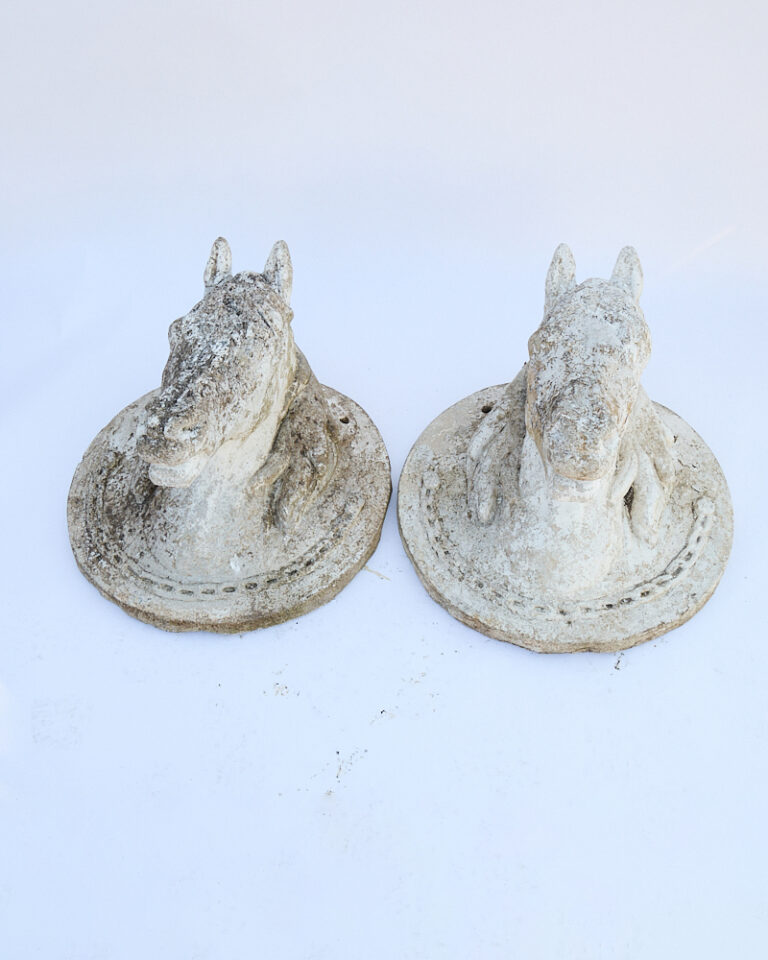Vintage Stone Horse Head Wall Plaques with Weathered Finish