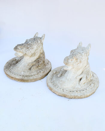 Vintage Stone Horse Head Wall Plaques with Weathered Finish