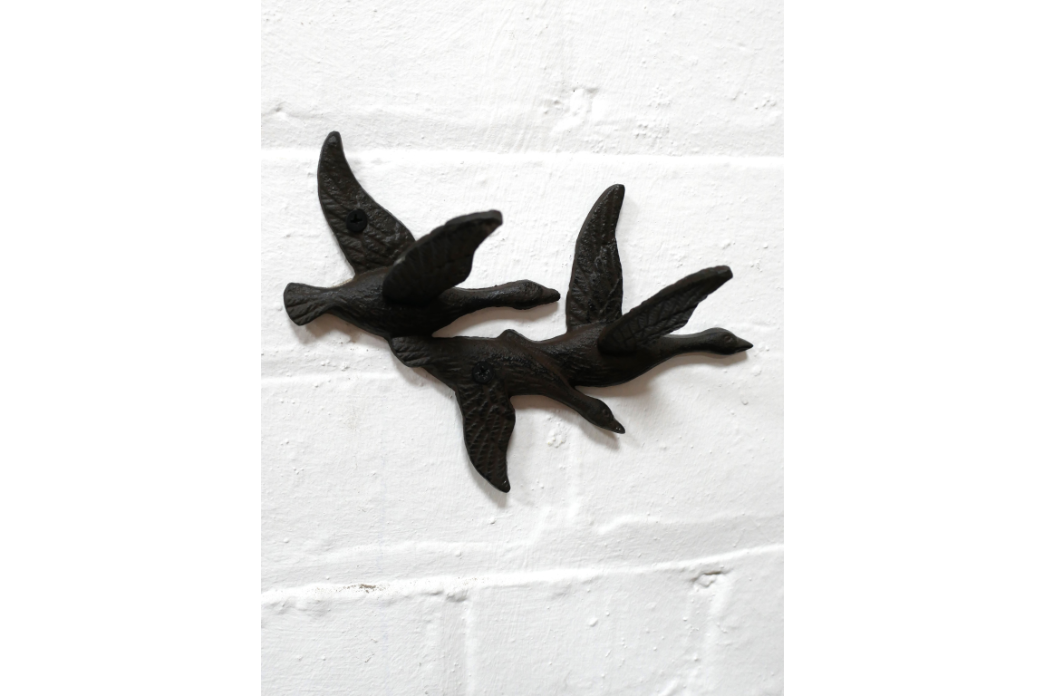 Cast Iron Flying Birds Triple Coat Hook
