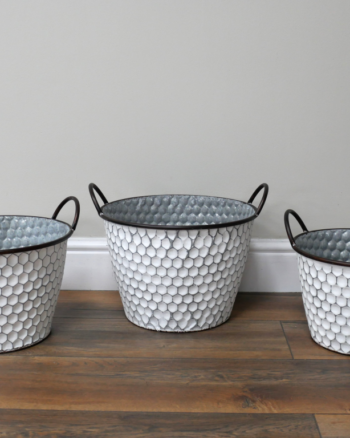 Metal Plant Pot with Hexagonal Pattern