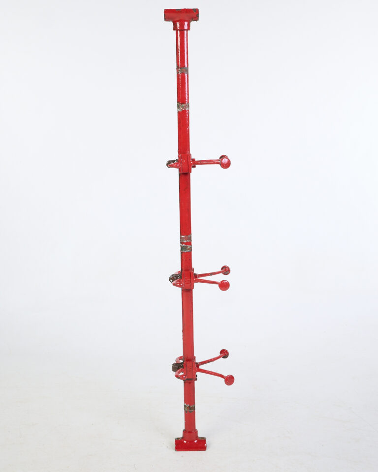 Vintage Industrial Red Metal Coat Rack with Multiple Arms