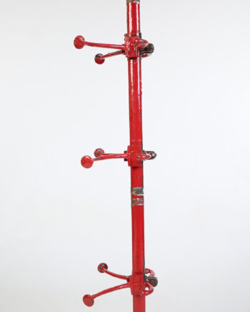 Vintage Industrial Red Metal Coat Rack with Multiple Arms