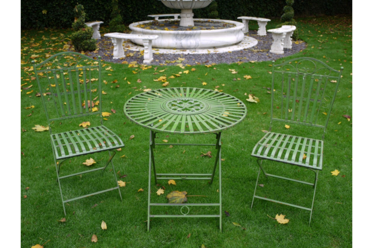 Green Metal Folding Bistro Set for Garden