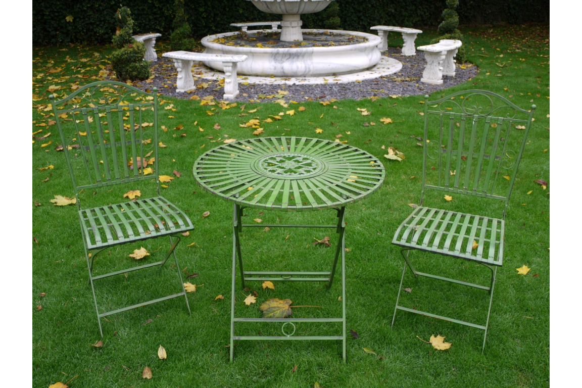 Green Metal Folding Bistro Set for Garden