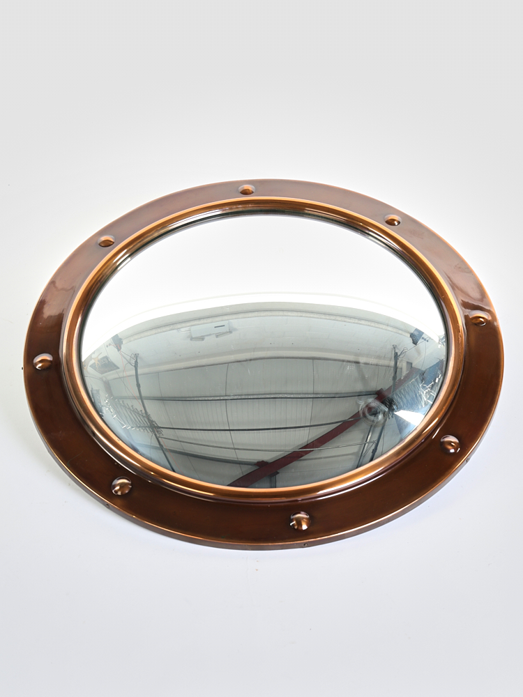 Vintage Copper Porthole Mirror with Rivet Details
