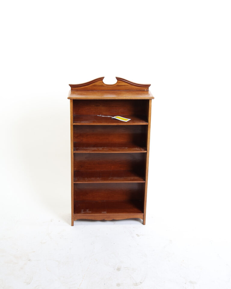 Edwardian Wooden Bookcase with Scalloped Top and Base