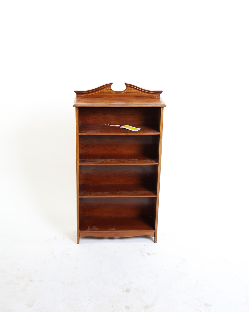 Edwardian Wooden Bookcase with Scalloped Top and Base