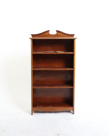 Edwardian Wooden Bookcase with Scalloped Top and Base