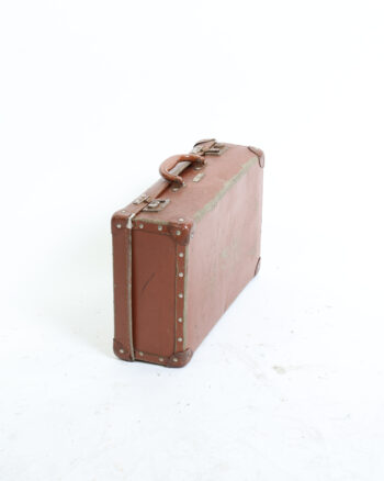 Vintage Brown Suitcase with Metal Clasps and Leather Trim