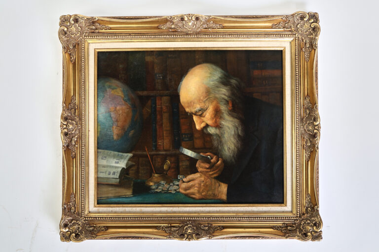 Vintage Scholar Portrait with Ornate Gold Frame