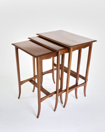 Vintage Wood Nesting Tables with Curved Legs