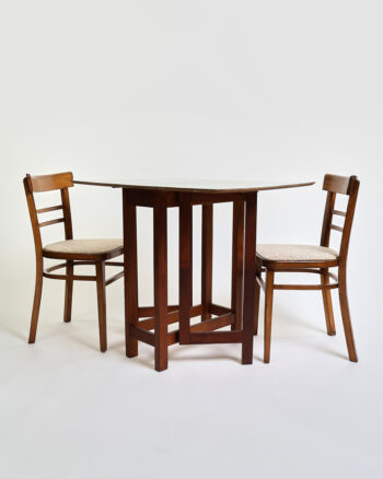 Mid Century Wood Drop Leaf Kitchen Table with 2 Chairs