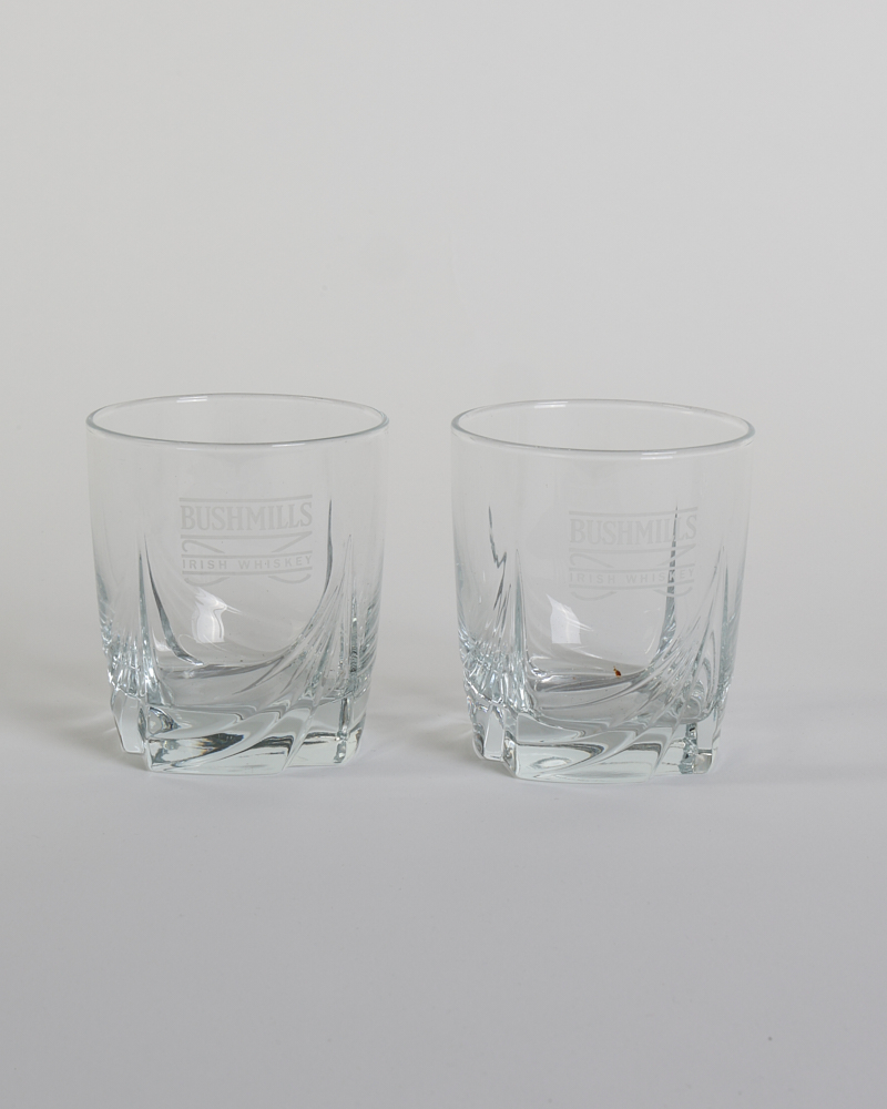 Bushmills Irish Whiskey Glass Tumblers with Swirled Base