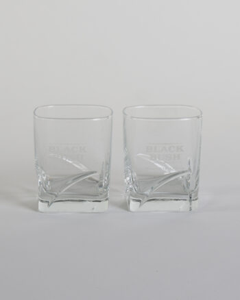Black Bush Irish Whiskey Glass Tumblers with Etched Logo