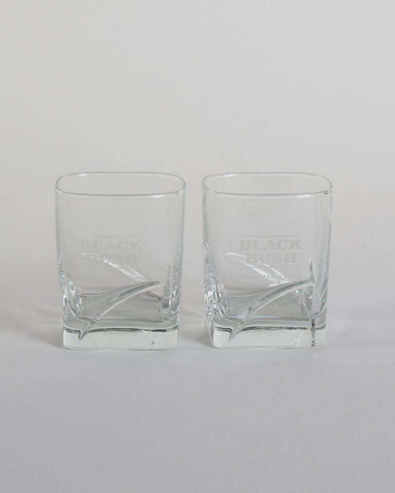Black Bush Irish Whiskey Glass Tumblers with Etched Logo