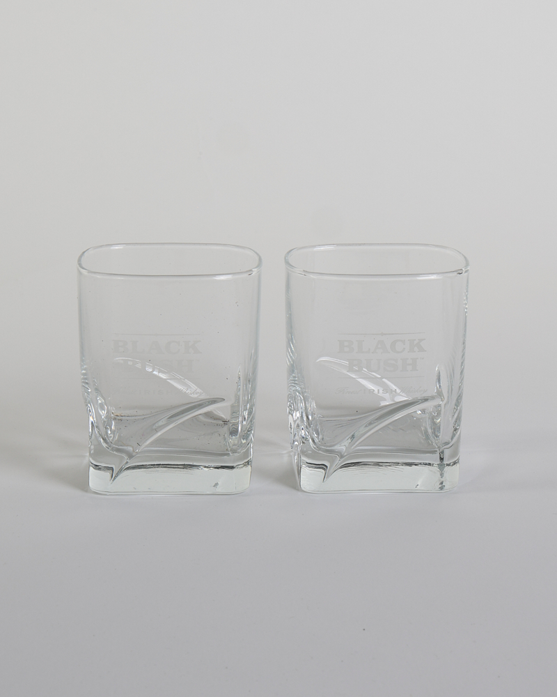Black Bush Irish Whiskey Glass Tumblers with Etched Logo