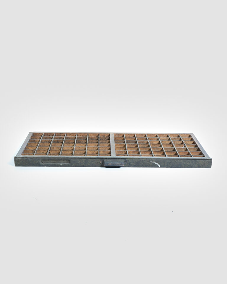 Vintage Wood Printer's Type Tray with Grid Compartments