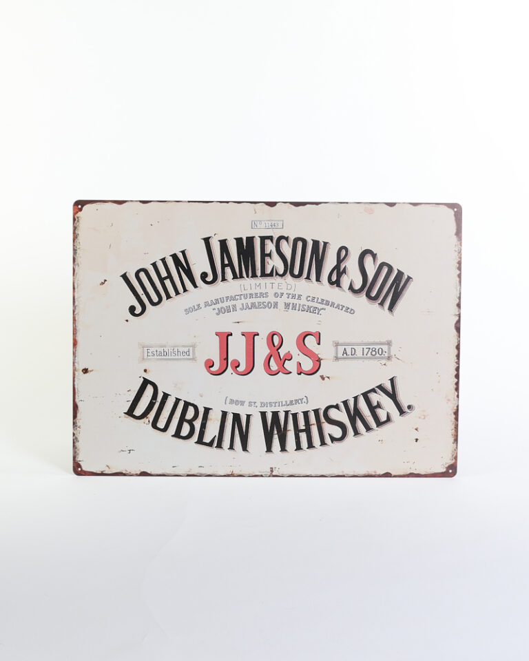 Vintage John Jameson & Son Dublin Whiskey Metal Sign