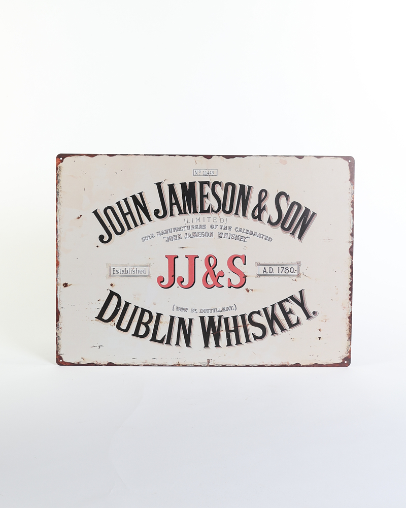 Vintage John Jameson & Son Dublin Whiskey Metal Sign