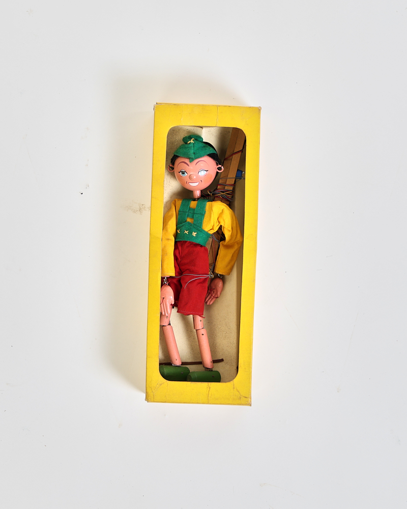 Vintage Pinocchio Wooden Marionette Puppet with Original Box