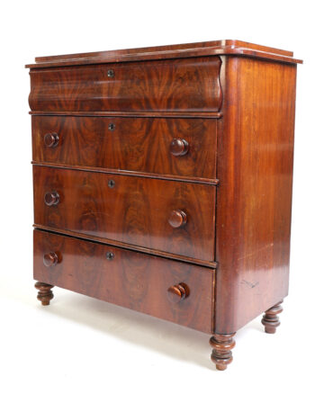 Victorian Flame Mahogany Bow Front Chest of Drawers