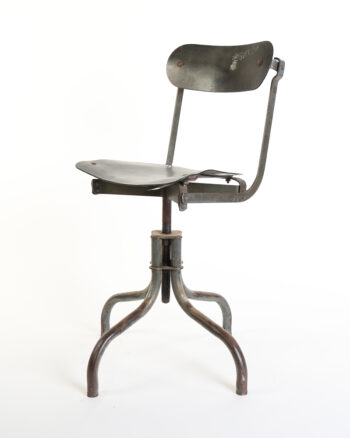 Vintage Industrial Steel Drafting Chair with Adjustable Swivel Seat