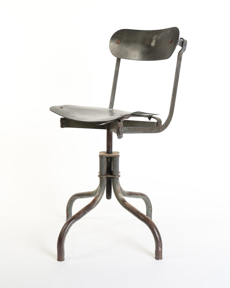 Vintage Industrial Steel Drafting Chair with Adjustable Swivel Seat